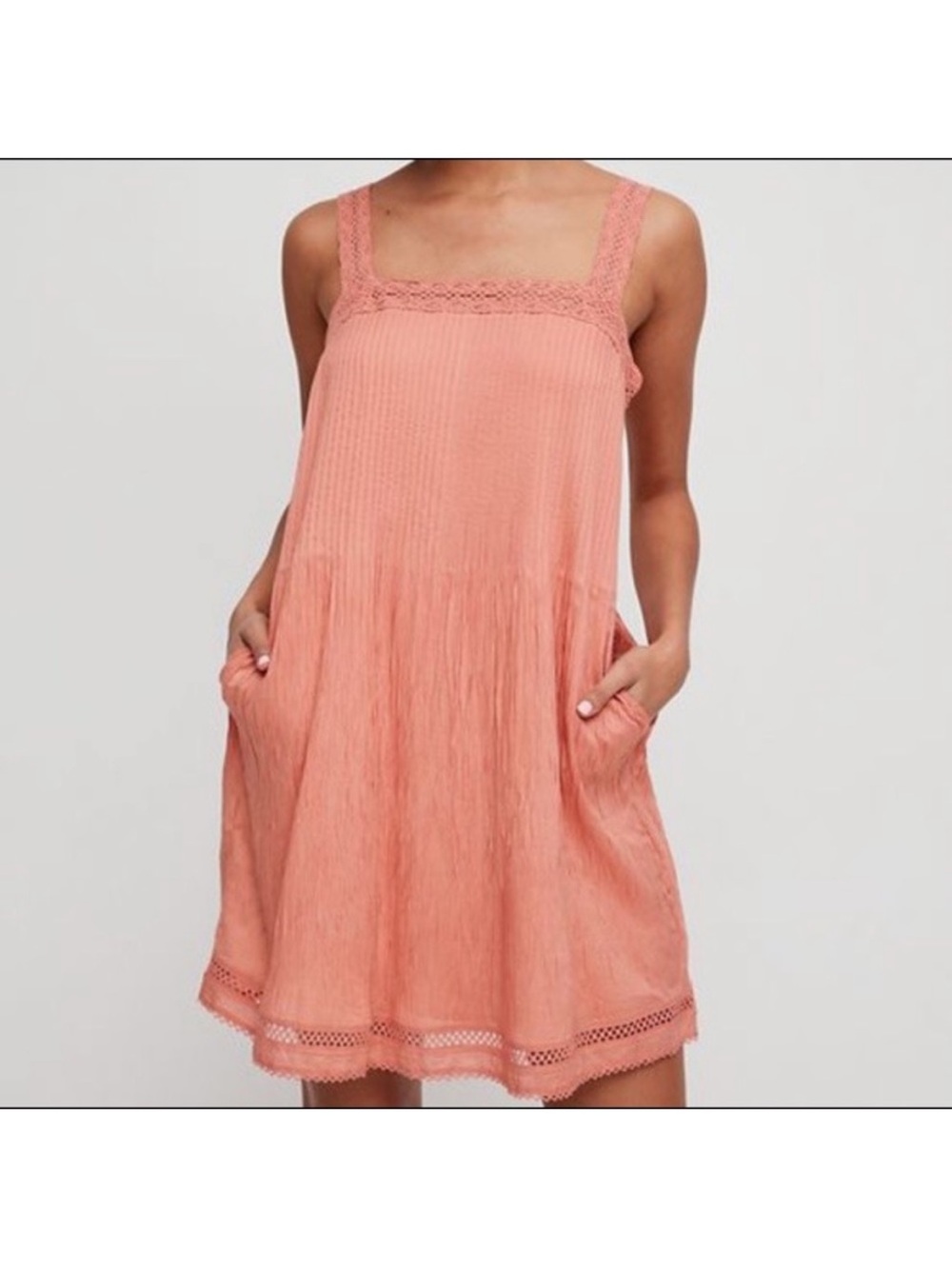 NEW Wilfred La Boheme Leone Lace Dress Mini Modal Boho Cottagecore Tawny Orange